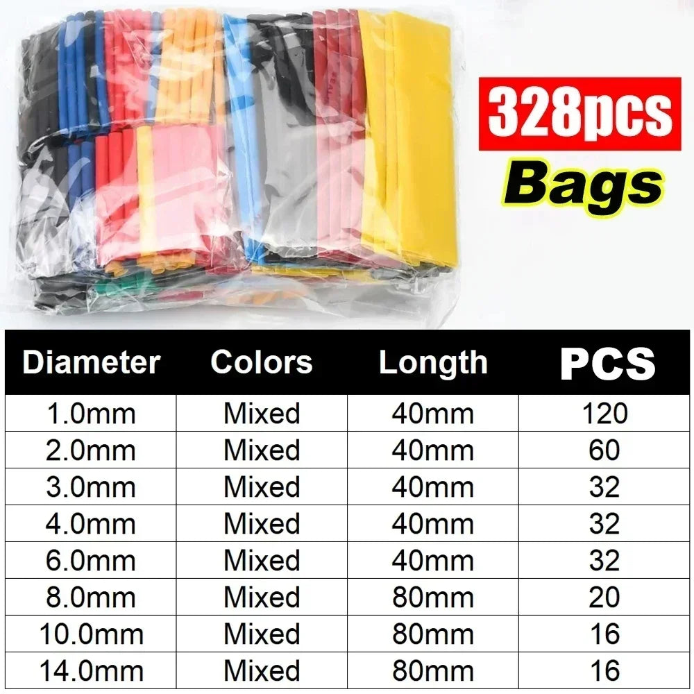 1600/127pcs Heat-shrink Tubing Thermoresistant Tube Heat Shrink Wrapping Kit Electrical Connection Wire Insulation Sleeving