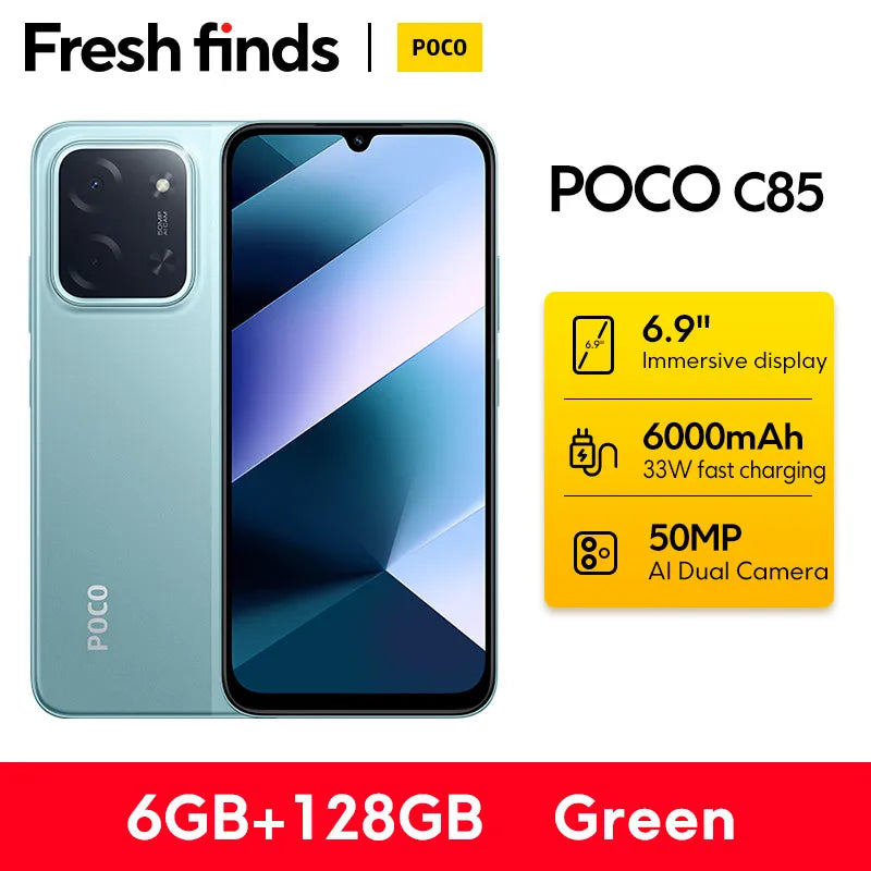 【World Premiere】POCO C85 Global Version Smartphone 128/256GB Helio G81-Ultra 6000mAh battery 6.9" display 50MP Camera 33W NFC