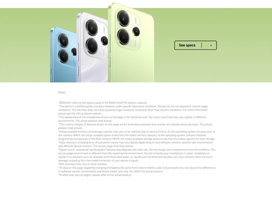 【Brand+】Global Version Xiaomi Redmi Note 14 MediaTek Helio G99-Ultra 108MP AI 5500mAh 6.67" AMOLED 120Hz Display