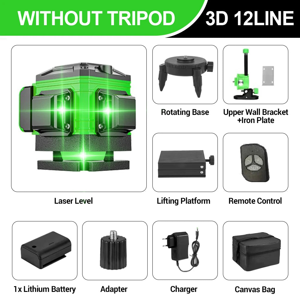 16 Lines 4D Laser Level Green Line SelfLeveling 360 Horizontal & Vertical power Laser level Professional Construction Tools