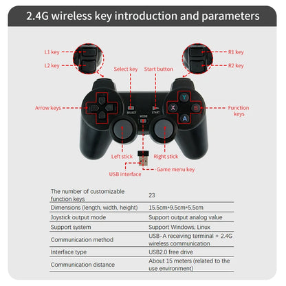 Yahboom PS2 Wired USB Wireless Game Controller Handle for ROS ROS2 Jetson Nano and Raspberry Pi Robots Kit Remote Control APP