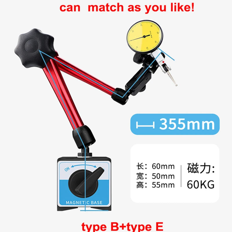10mm Dial Indicator Magnetic Stand Base Holder 0.8mm Dial Test Comparator For Equipment Calibration Center Finder Measurement
