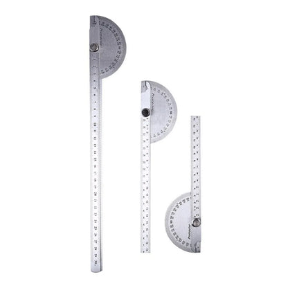 180 Degree 250 x 300mm Stainless Steel Adjustable Double-arm Angle Ruler with Round Head Rotary Protractor steel goniometer