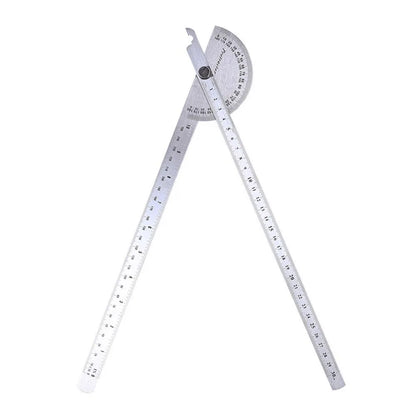 180 Degree 250 x 300mm Stainless Steel Adjustable Double-arm Angle Ruler with Round Head Rotary Protractor steel goniometer