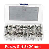 100Pcs/Box 5x20mm Fast-blow Glass Fuse Assorted Kit 0.2A 0.5A 1A 2A 3A 5A 8A 10A 15A 20A Amp Fuses Electrical Fuse Tube Mix Set