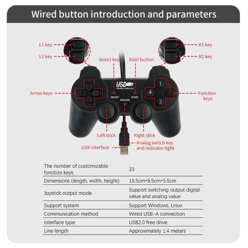 Yahboom PS2 Wired USB Wireless Game Controller Handle for ROS ROS2 Jetson Nano and Raspberry Pi Robots Kit Remote Control APP