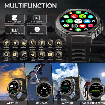 2025 NEW Outdoors Military GPS Smart Watch For Men Sports Compass Smart Watch Waterproof And Anti Drop HD Bluetooth Call Watch