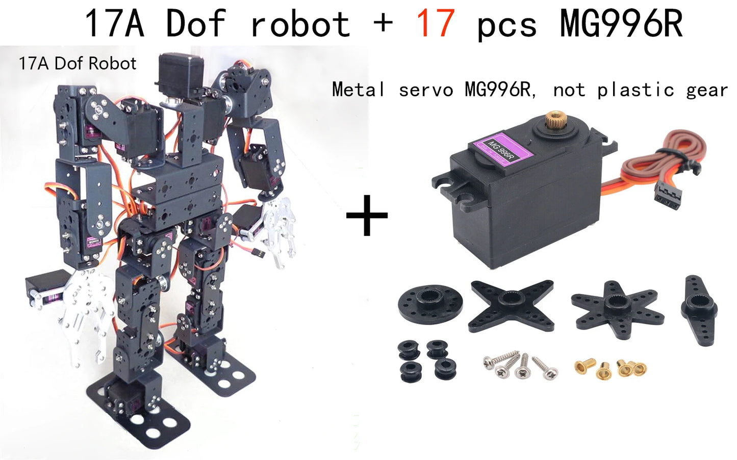 17 DOF Humanoid Robot Frame Educational Robot Kit for Ardunio Robotic Walking Compatible Servo MG996 Programmable Robot DIY Kit