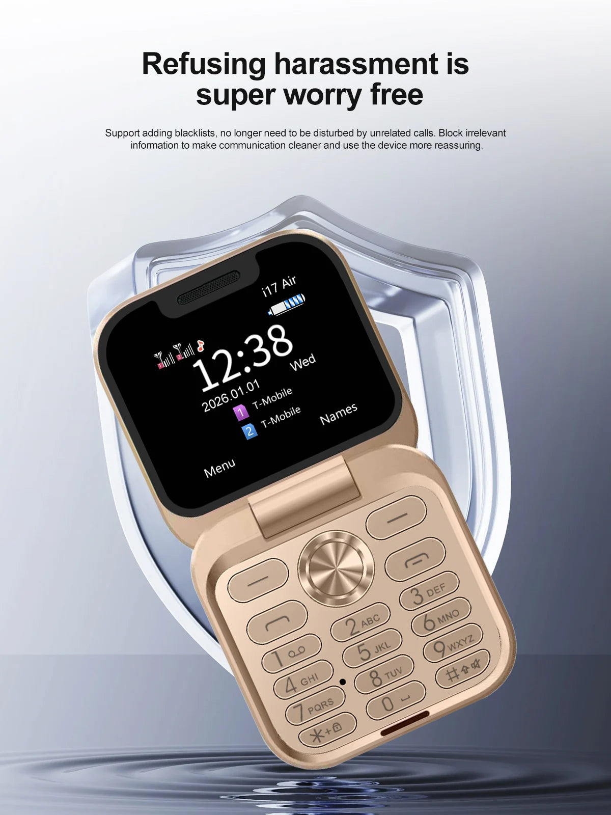 2026 New SERVO i17Air 2G Mini Foldable Mobile Phone Dual SIM Speed Dial Blacklist Flashlight Call Record Flip Cellphone FM Radio