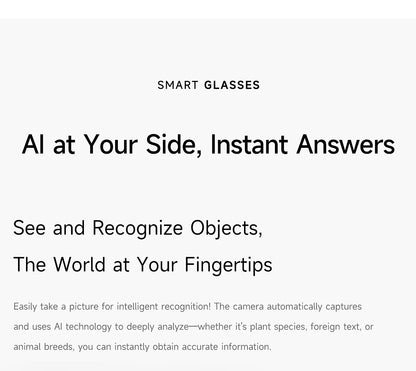 2026 AI Smart Glasses 200W HD Camera 1080P Translation AI Voice Assistant Music Playback LED Flashlight Men Women Smart Glasses