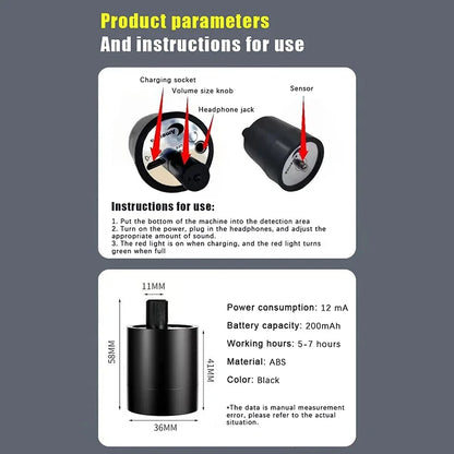 1pc Water Leak Detector Multi-functional Sound Collector Suitable For Leak Detection Of Various Construction Pipe