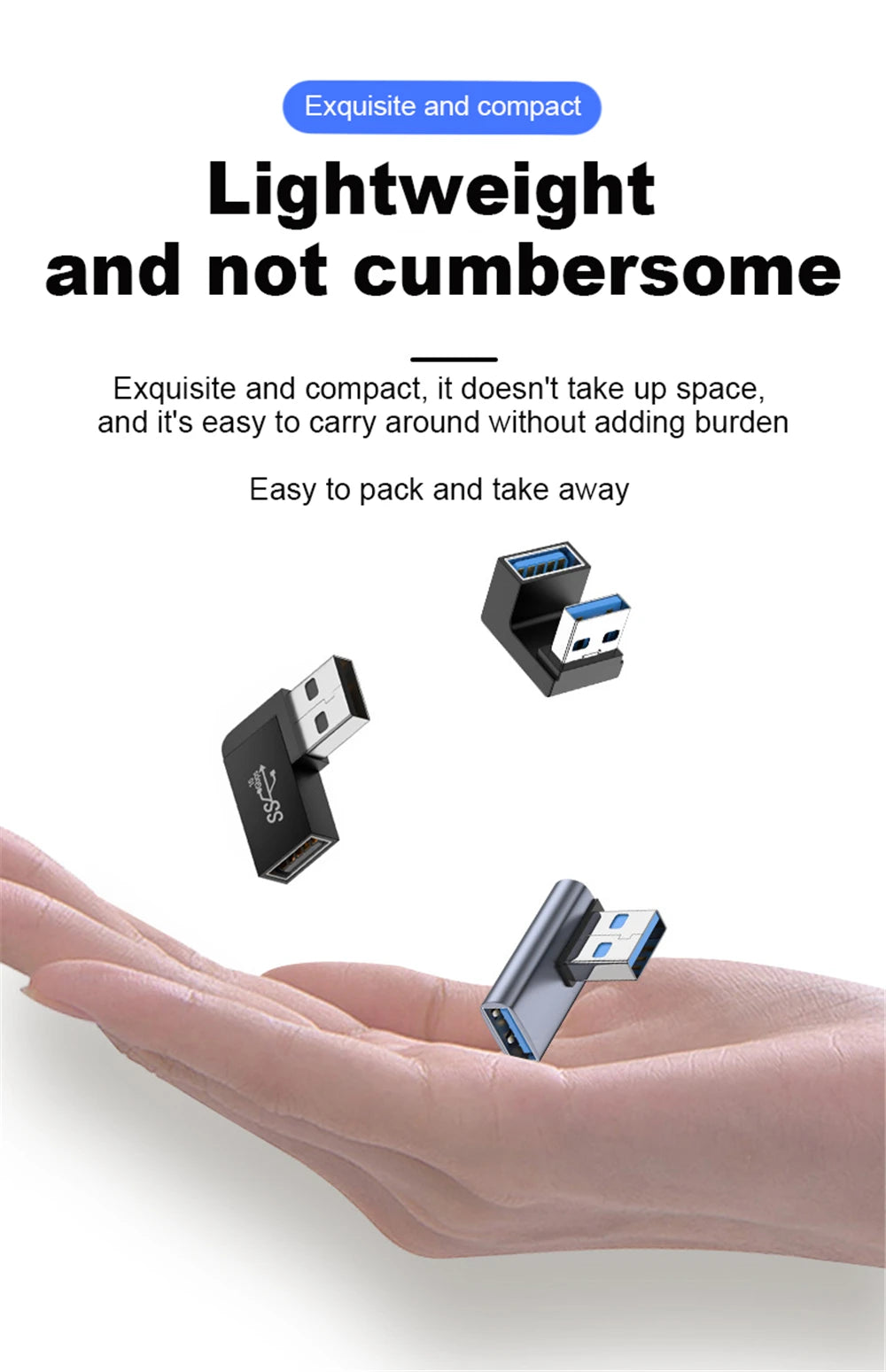 10 Gbps USB Upward Elbow Adapter for Laptop PC Connector Converte USB 3.0 Male to Female 90 Degree Right Angle Extension Adapter