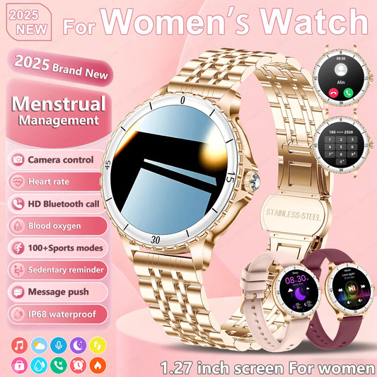 2025 New women's Smart Watch Heart Rate Monitor Bluetooth Call Fitness Tracker Menstrual Cycle Manager IP68 Waterproof for Women