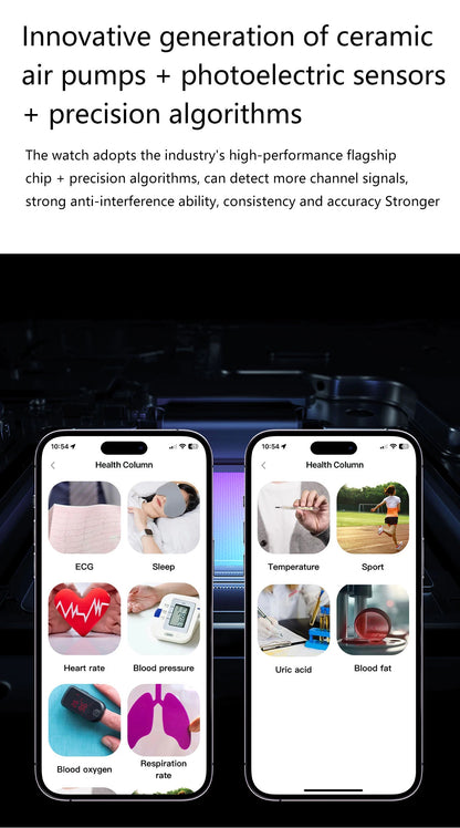 2026 New Upgrade Air Pump Blood Pressure Accurate Measure SmartWatch ECG Micro Physical Examination NFC Airbag Smart Watches Man