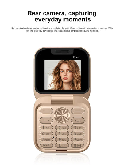 2026 New SERVO i17Air 2G Mini Foldable Mobile Phone Dual SIM Speed Dial Blacklist Flashlight Call Record Flip Cellphone FM Radio