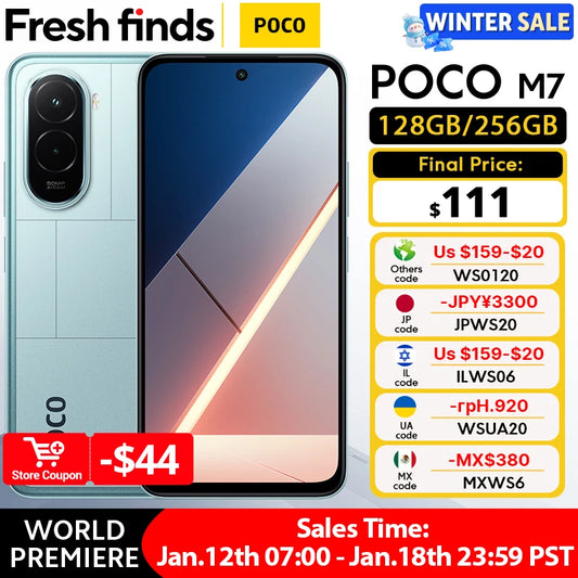 【World Premiere】POCO M7 Global Version Smartphone Snapdragon 685 7000mAh battery Immersive 6.9" FHD+ Display NFC 33W Charging
