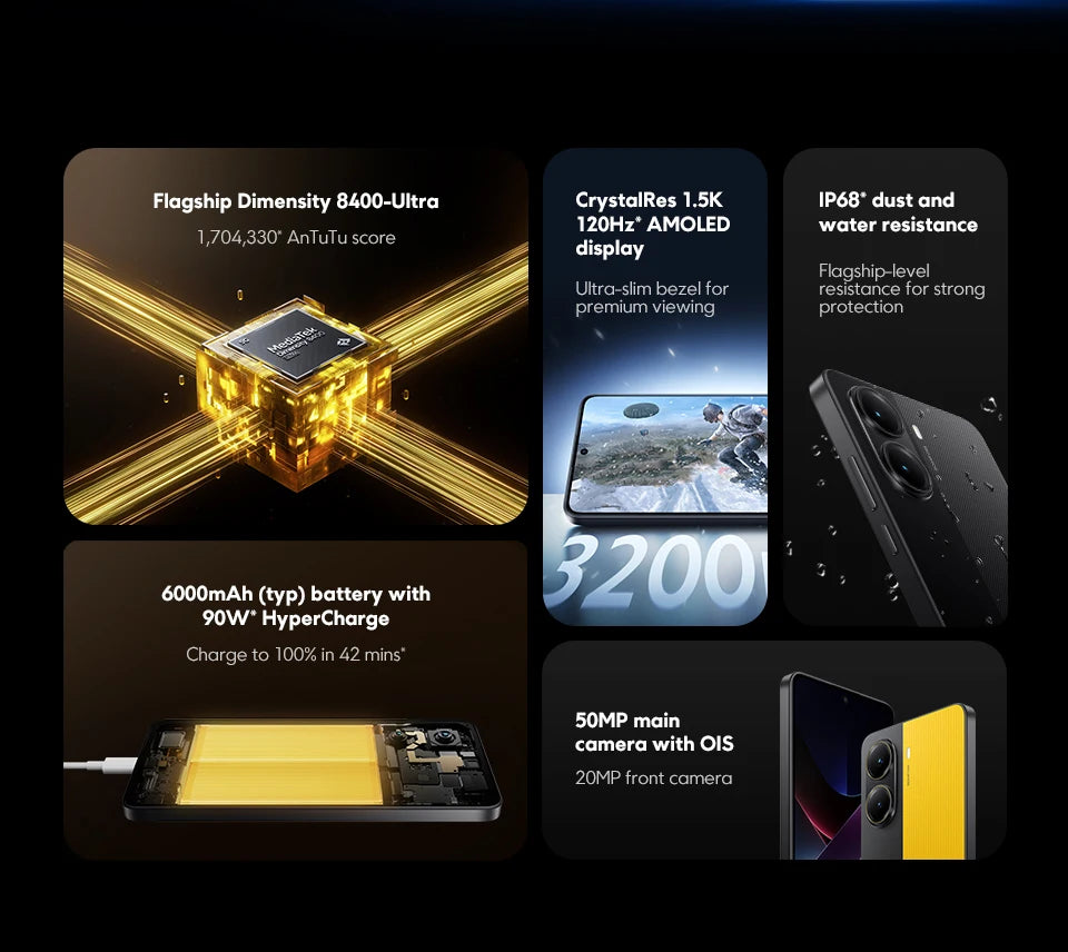 【Brand+】POCO X7 Pro Smartphone Dimensity 8400-Ultra 6000mAh 90W HyperCharge 6.67" AMOLED display NFC Xiaomi HyperOS 2