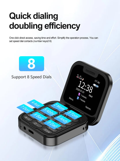 2026 New SERVO i17Air 2G Mini Foldable Mobile Phone Dual SIM Speed Dial Blacklist Flashlight Call Record Flip Cellphone FM Radio