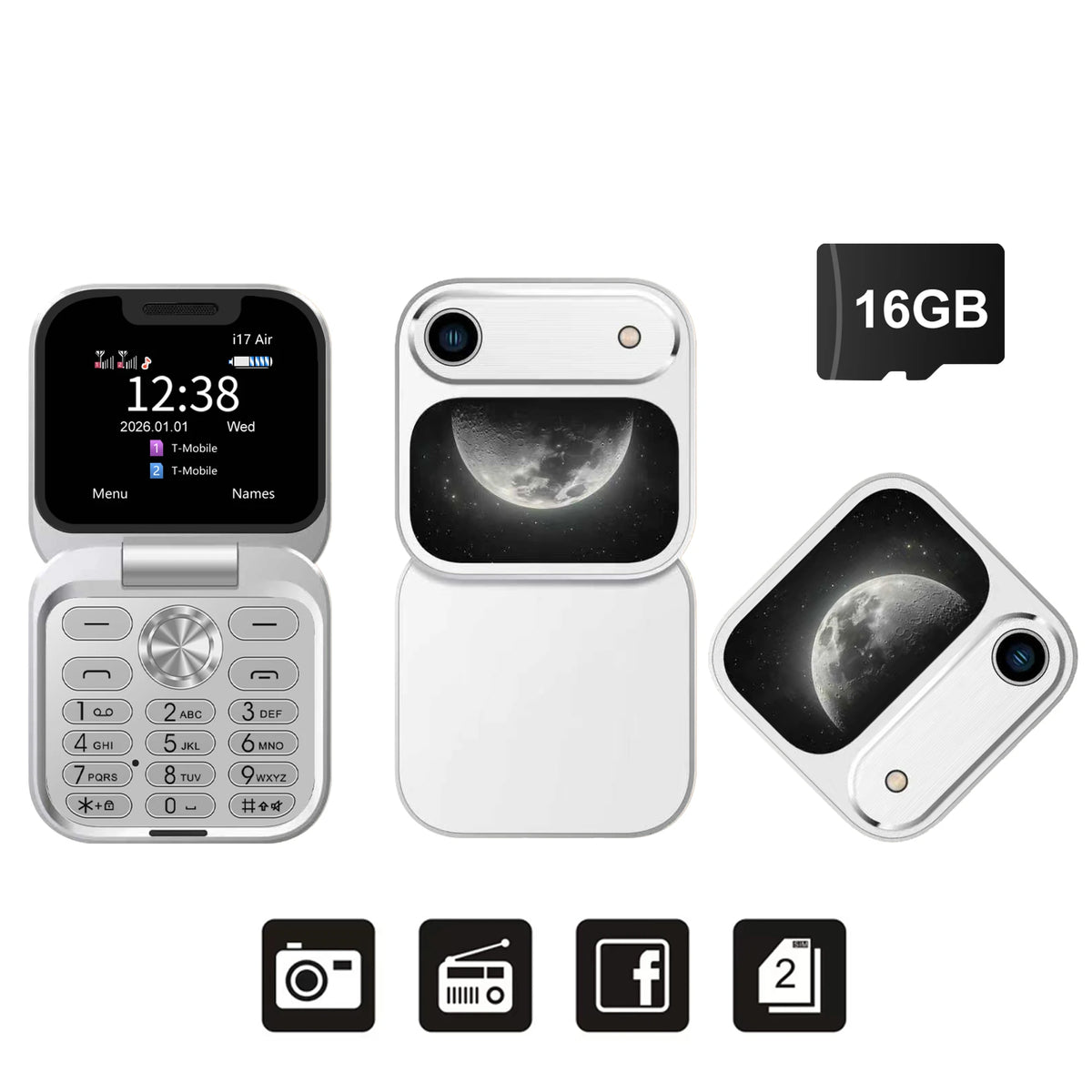 2026 New SERVO i17Air 2G Mini Foldable Mobile Phone Dual SIM Speed Dial Blacklist Flashlight Call Record Flip Cellphone FM Radio