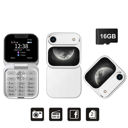 2026 New SERVO i17Air 2G Mini Foldable Mobile Phone Dual SIM Speed Dial Blacklist Flashlight Call Record Flip Cellphone FM Radio