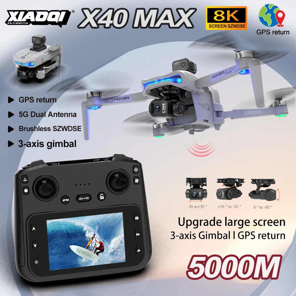 X40 GPS Drone Professional 4K Camera 3-axis gimbal Aerial Optional Obstacle Avoidance Brushless 5G WIFI FPV RC Quadcopter Toys