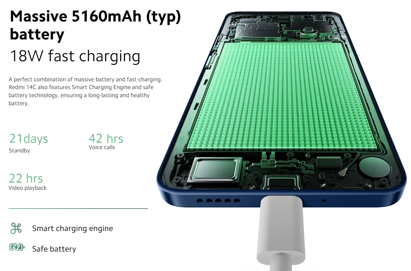 Xiaomi Redmi 14C Smartphone Immersion 6.88'' 120Hz Display 50MP AI Dual Camera Massive 5160mAh Battery