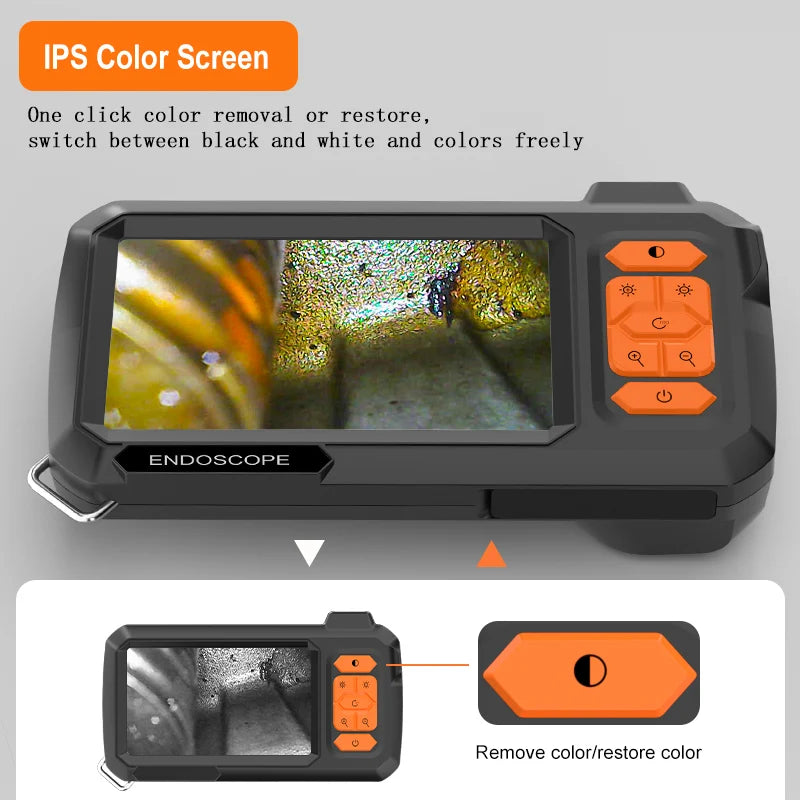 1-100m Cable Endoscope Camera With 4.3'' IPS Screen Split Design 8mm Waterproof Borescope Inspection Pipe Car Engine Sewer 2600m