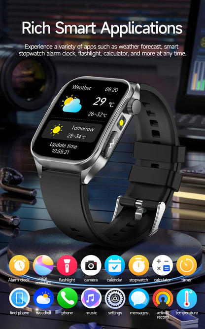 2026 New 650nm Laser Therapy Health Smartwatch Men ECG Blood Pressure Lipid Uric Acid Bluetooth Call Smart Watch For Android IOS