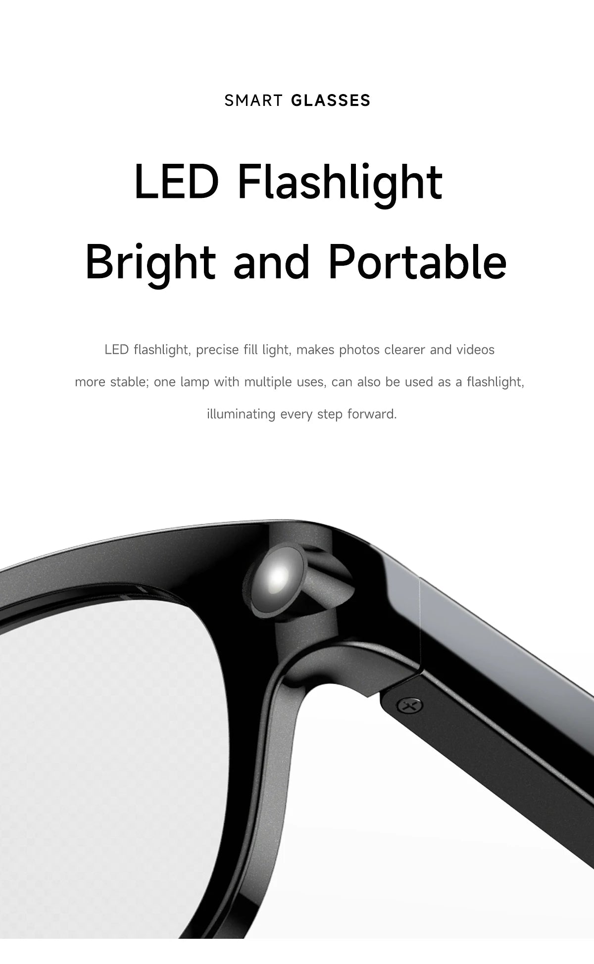 2026 AI Smart Glasses 200W HD Camera 1080P Translation AI Voice Assistant Music Playback LED Flashlight Men Women Smart Glasses