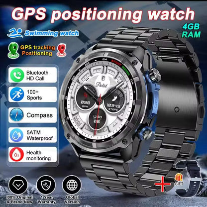 2025 New Military GPS Sports Smartwatches Men 5ATM Waterproof Fitness Tracker 4GB Memory Offline Maps 860Mah Battery Smart Watch