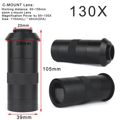 1080P HDMI VGA Digital Video Monocular Microscope Camera TF Storag130X Zoom C-Mount Lens For Phone PCB Soldering Repair Tools