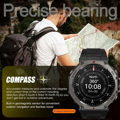 2025 NEW Outdoors Military GPS Smart Watch For Men Sports Compass Smart Watch Waterproof And Anti Drop HD Bluetooth Call Watch
