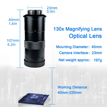 130X 150X 180X 215X zoom C Mount Lens Magnification Adjustable 0.7X~4.5X Optical Zoom Lens For HDMI USB Microscope Camera