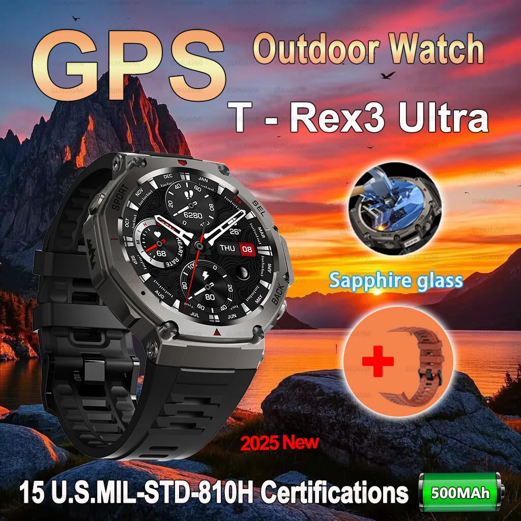 2025 NEW Outdoors Military GPS Smart Watch For Men Sports Compass Smart Watch Waterproof And Anti Drop HD Bluetooth Call Watch