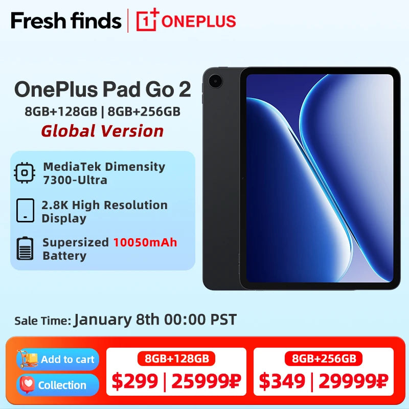 World Premiere OnePlus Pad Go 2 Global Version Tablet 12.1" 2.8K 120Hz Display 10050mAh Battery MediaTek Dimensity 7300-Ultra
