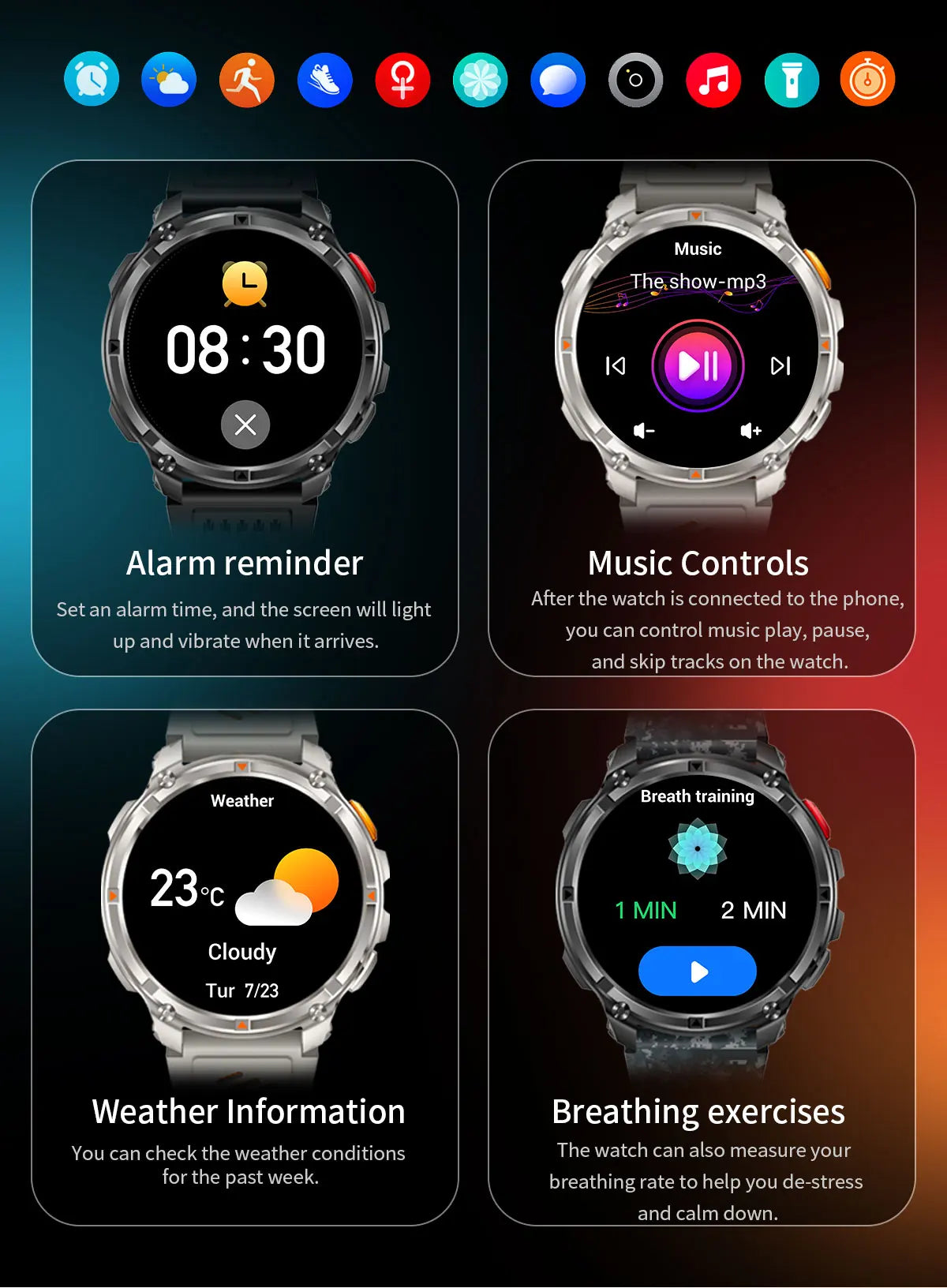 2026 New Military 1100mAh Battery Outdoor Sports SmartWatch Men Compass Flashlight GPS trackr 10ATM Waterproof Fitness Bracelet