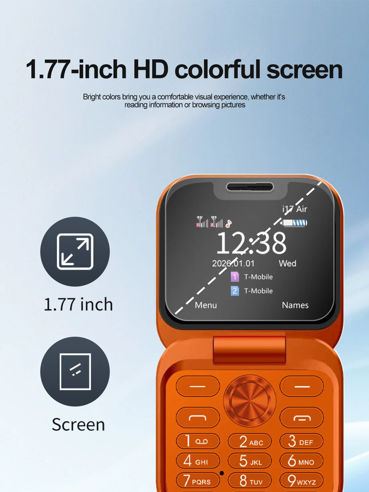 2026 New SERVO i17Air 2G Mini Foldable Mobile Phone Dual SIM Speed Dial Blacklist Flashlight Call Record Flip Cellphone FM Radio