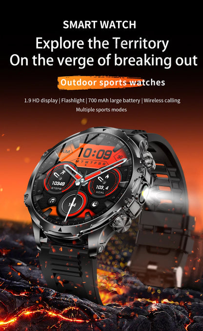 2025 New Men's Outdoor Sports Smart Watch 1.9" HD Touch Screen 800mAh Battery Life 100+ Sports Mode Fitness IPX8 Waterproof
