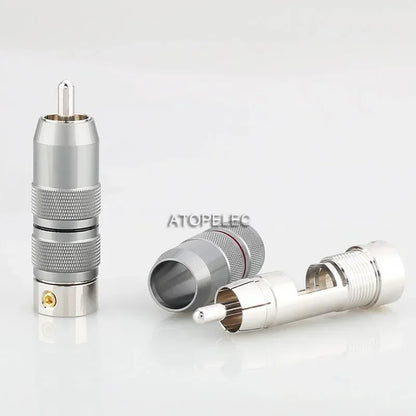 1 pair VIBORG 99.998% Pure Red Copper RCA Male Plug Connector Rhodium Plated Hi-Fi Audio VR107R
