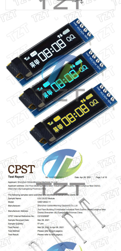 1/3PCS 0.91 inch OLED module 0.91" white/blue OLED 128X32 OLED LCD LED Display Module 0.91" IIC Communicate for ardunio