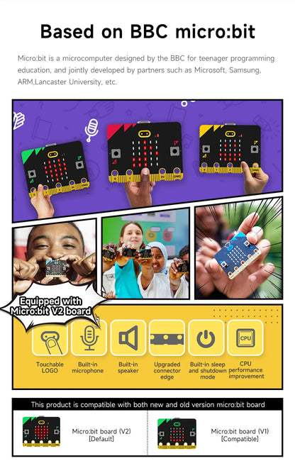 Yahboom Microbit Car Programmable Toys Coding Robotics for Microbit V2 V1 with Battery CE RoHS For STEM Education Microbit Robot