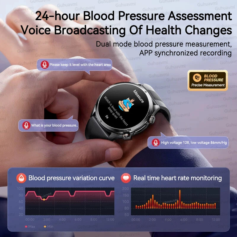 2026 New Upgrade Air Pump Blood Pressure Accurate Measure SmartWatch ECG Micro Physical Examination NFC Airbag Smart Watches Man