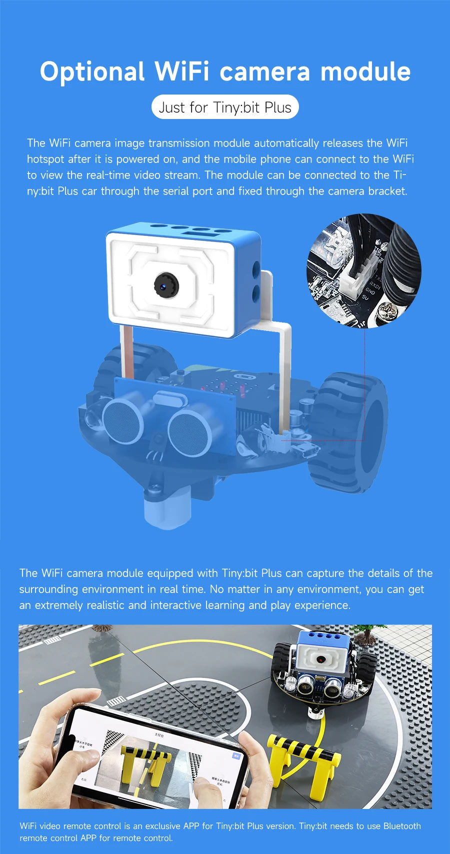 Yahboom Tiny:bit Plus Microbit Robot Car With ESP32 WiFi Camera Module Support APP FPV Control Programmable Toy Kids Coding