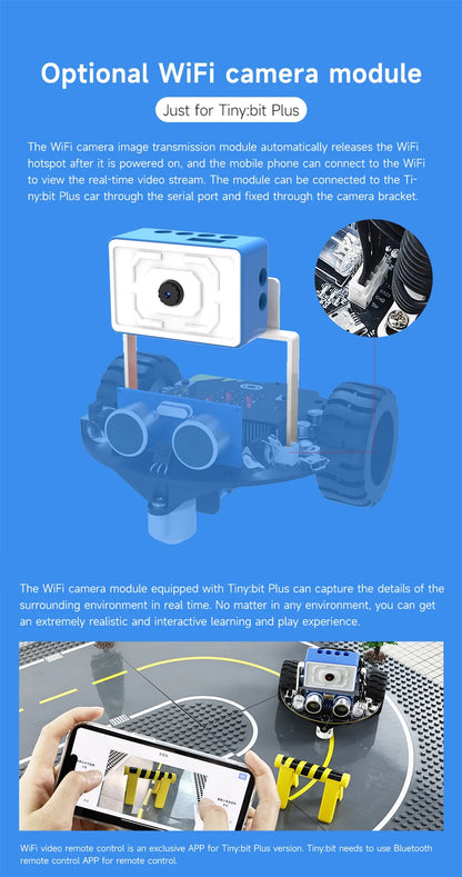 Yahboom Tiny:bit Plus Microbit Robot Car With ESP32 WiFi Camera Module Support APP FPV Control Programmable Toy Kids Coding