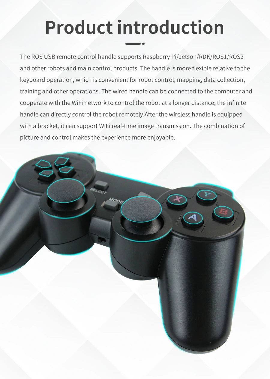 Yahboom PS2 Wired USB Wireless Game Controller Handle for ROS ROS2 Jetson Nano and Raspberry Pi Robots Kit Remote Control APP