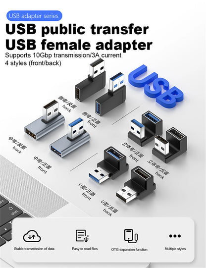10 Gbps USB Upward Elbow Adapter for Laptop PC Connector Converte USB 3.0 Male to Female 90 Degree Right Angle Extension Adapter