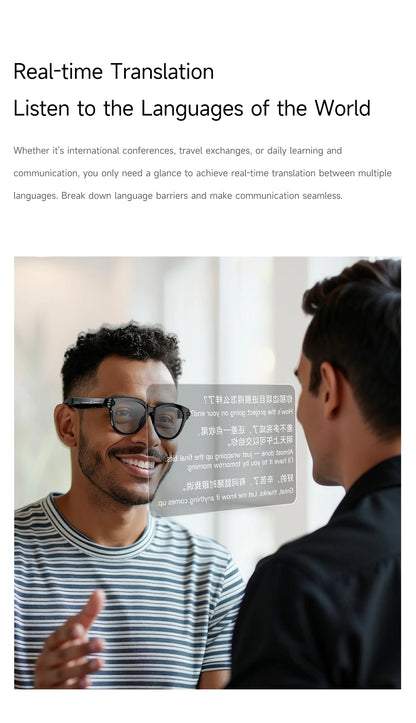 2026 AI Smart Glasses 200W HD Camera 1080P Translation AI Voice Assistant Music Playback LED Flashlight Men Women Smart Glasses