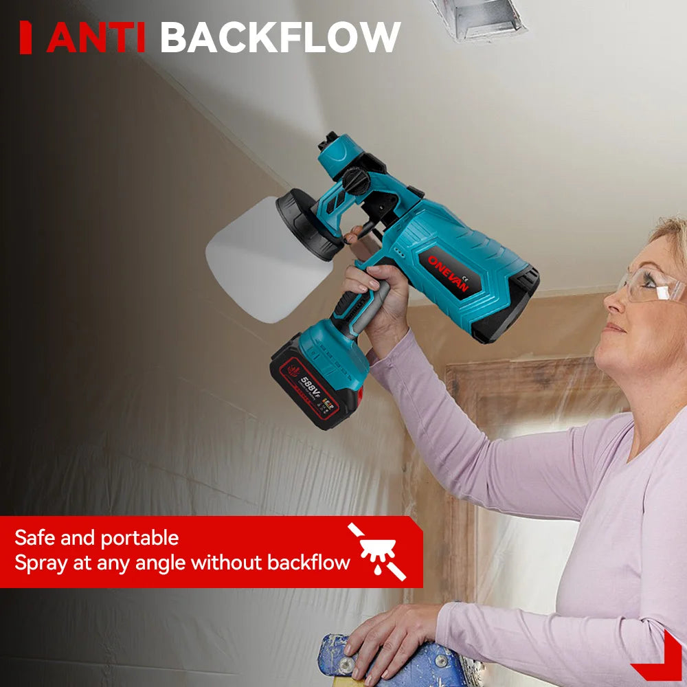 1500W 1000ML Cordless Electric Spray Gun High Power HVLP Paint Sprayer Auto Steel Coating Airbrush For Makita 18V Battery Pin