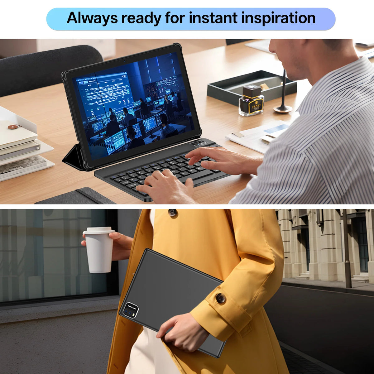 10-inch tablet PC, Android 15 system, quad-core processor, 12 (3+9) GB + 64GB storage, expandable up to 1TB, supports WiFi 6,