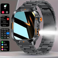 2025 New Outdoor Smart Watch Men's 1.96-inchSquareHDScreen 420 mAh Wireless Call with Flashlight 100+Sports Mode Fitness Tracker